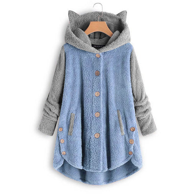 Sudadera con Capucha y Orejas de Gato - Abotonada y Peluche - Image 10