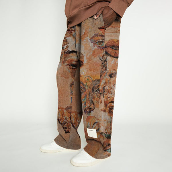 Pantalones Casuales Sueltos Estampados de Cintura Media para Hombre
