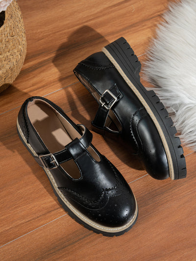 Zapatos de Tacón Retro Británico con Hebilla Calada - Image 10