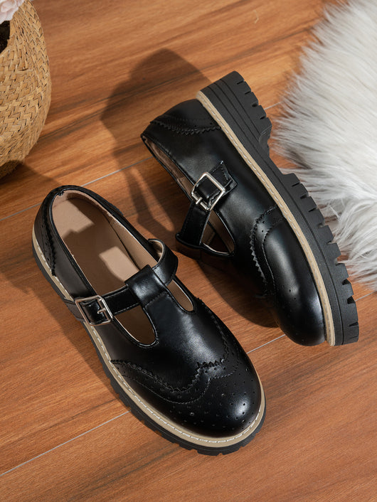 Zapatos de Tacón Retro Británico con Hebilla Calada - Image 10