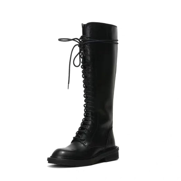 Botas de Cuero Altas hasta la Rodilla con Tacón