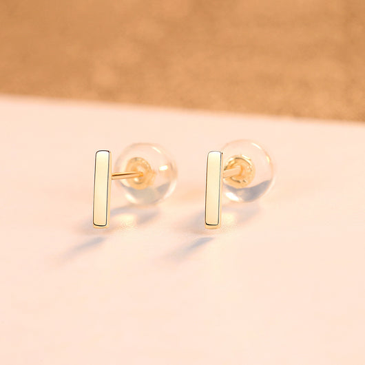 Aretes T Minimalistas en Oro 14K - Image 3