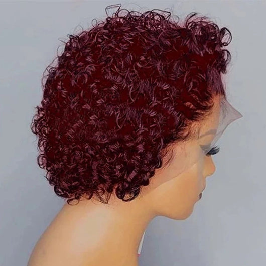 Peluca Corta Rizada Rojo Vino - Estilo Europeo y Americano - Image 7