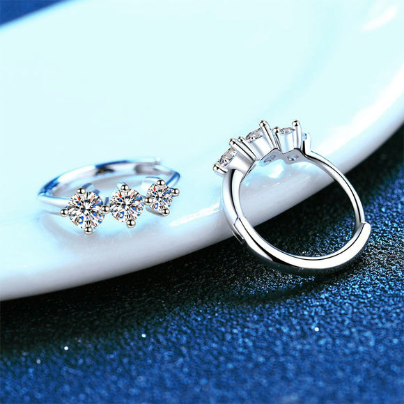 Aretes de Plata Esterlina 925 con Moissanita - Diseño Elegante Chapado en Platino