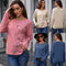 Blusa Suelta de Cuello Redondo Manga Larga con Estampado para Mujer