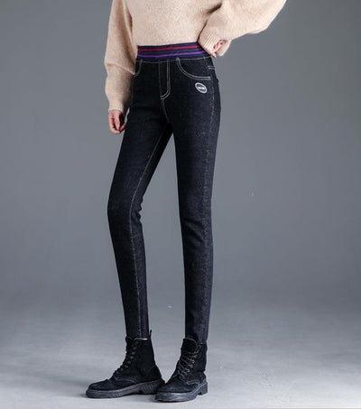 Pantalones Jeans Cálidos con Forro Polar y Cintura Elástica - Image 10