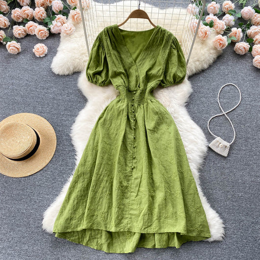Vestido Elegante Escote V Línea A Estilo Francés - Image 2