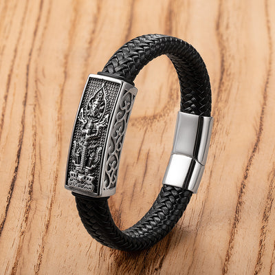 Pulsera de Cuero y Acero Inoxidable para Hombre - Image 2