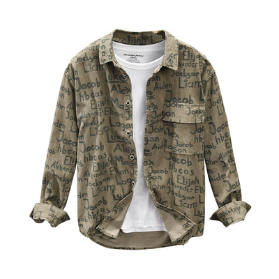 Camisa de Algodón Manga Larga con Letras en Pana - Image 8