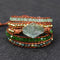 Pulsera Tejida de Piedra Verde Natural Estilo Retro