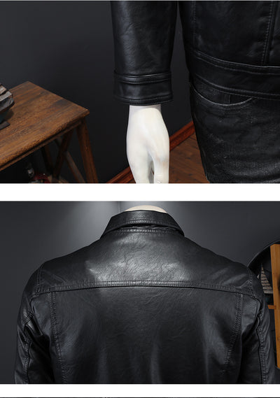 Chaqueta de Cuero PU para Motociclista con Solapa - Estilo Masculino - Image 11