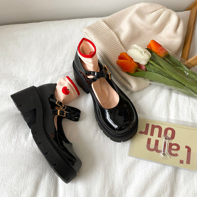 Zapatos de Cuero con Plataforma y Tacón Grueso Retro Primavera - Image 11