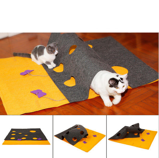 Túnel de Juego Interactivo con Tapete Puzzle para Gatos