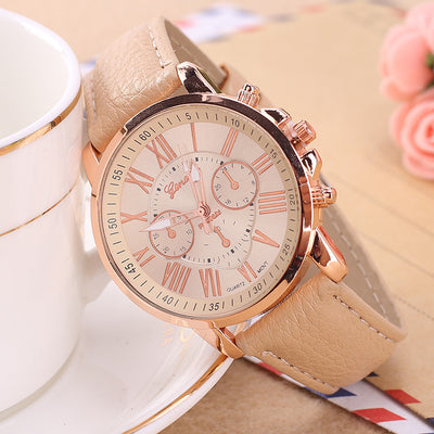 Reloj Digital de Cuero con Tres Esferas - Diseño Clásico Beige - Image 4