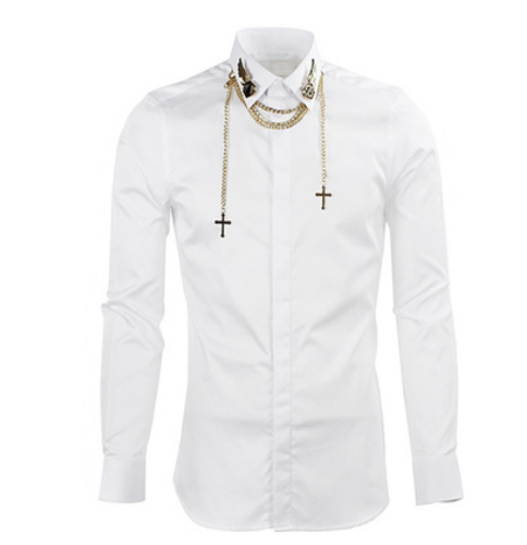 Camisa Manga Larga Metal Wings Tide para Hombre - Image 4