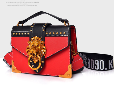 Bolso Bandolera de Moda con Cabeza de León Metálica