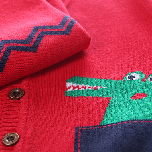 Suéter Cuello V con Dinosaurio Volador y Diseño Cartoon - Image 2