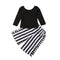 Conjunto Infantil de Moda: Playera Negra + Pantalón Rayas Ancho