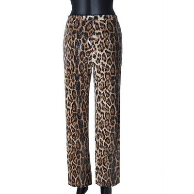 Pantalones Rectos Estampado Leopardo con Lentejuelas - Diseño Europeo - Image 19