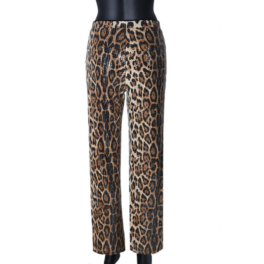 Pantalones Rectos Estampado Leopardo con Lentejuelas - Diseño Europeo - Image 19
