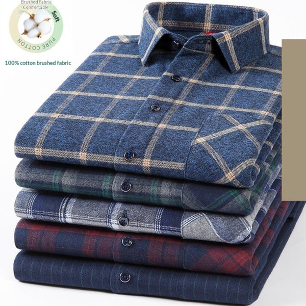 Camisa Casual de Cuadros para Hombre con Cuello Cuadrado