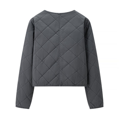 Chaqueta Acolchada de Algodón con Cuello Redondo y Diamantes Clásicos - Image 13