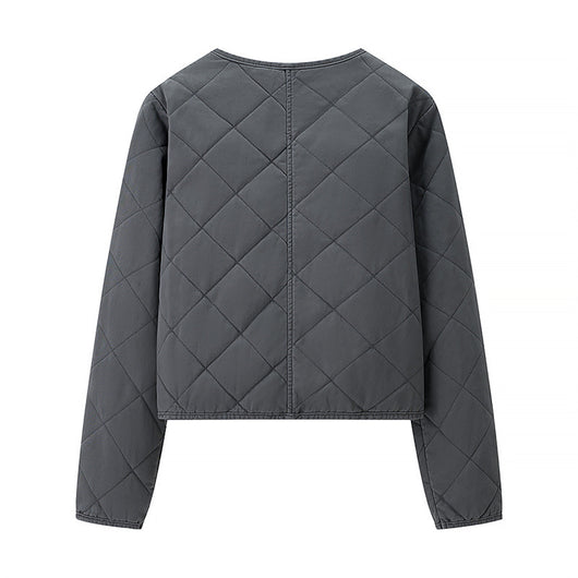 Chaqueta Acolchada de Algodón con Cuello Redondo y Diamantes Clásicos - Image 13