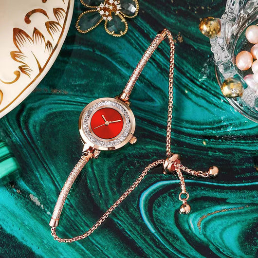 Reloj Pulsera Mujer Correa Delgada Rhinestone Efecto Arena Movible Ajustable - Image 11
