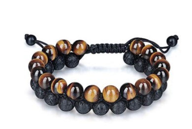 Pulsera de Ojo de Tigre y Piedra Volcánica - Image 3