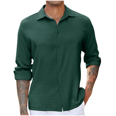 Camisa Casual para Hombre con Cuello Vuelto y Efecto Bubble - Image 5