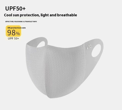 Light pink ice silk sun protection mask with ear loops and neck coverage, featuring small ventilation holes. - Image 54