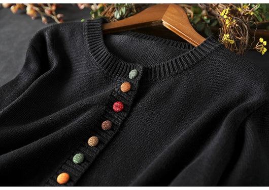 Cardigan de Algodón con Botones Coloridos - Corte Holgado y Efecto Adelgazante - Image 20