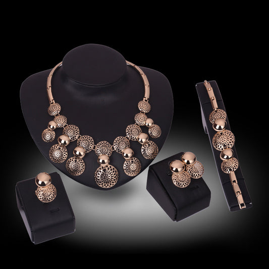 Juego de Joyas Nupcial Coreano - Set de 4 Piezas Chapadas