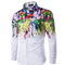 Camisa Urbana Hombre Manga Larga Diseño Splash Paint Ajuste Perfecto