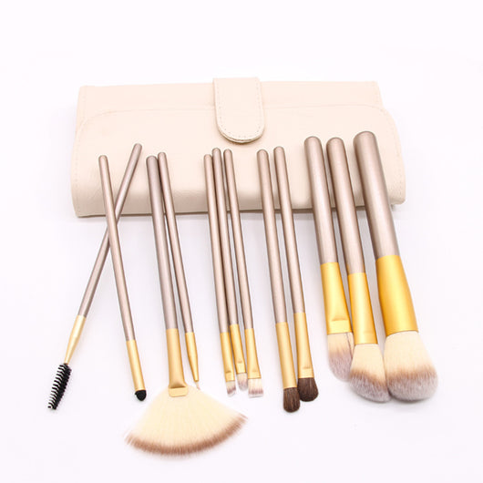 Set de Brochas de Maquillaje con Mango Champagne - 12/18/24 Piezas - Image 4