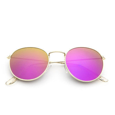 Round frame vintage sunglasses with silver metal frames and dark gray lenses on a white background. - Image 18