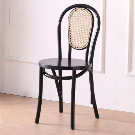 Sillas de Comedor Vintage Francesas de Madera Maciza con Tejido de Ratán - Image 10