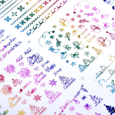Stickers de Arte de Uñas Navideños con Láser - Diseño de Renos y Copos de Nieve - Image 8
