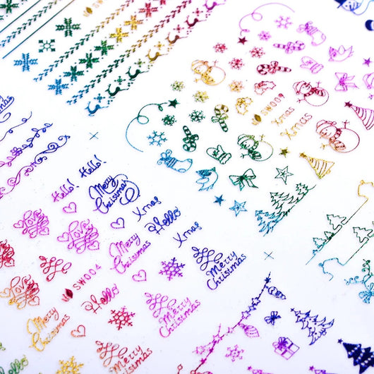 Stickers de Arte de Uñas Navideños con Láser - Diseño de Renos y Copos de Nieve - Image 8