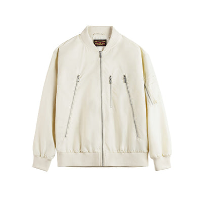 Chaqueta Piloto Blanca Casual de Nylon Ligero Estilo Béisbol - Image 4