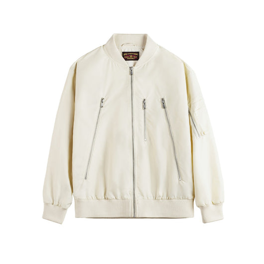 Chaqueta Piloto Blanca Casual de Nylon Ligero Estilo Béisbol - Image 4