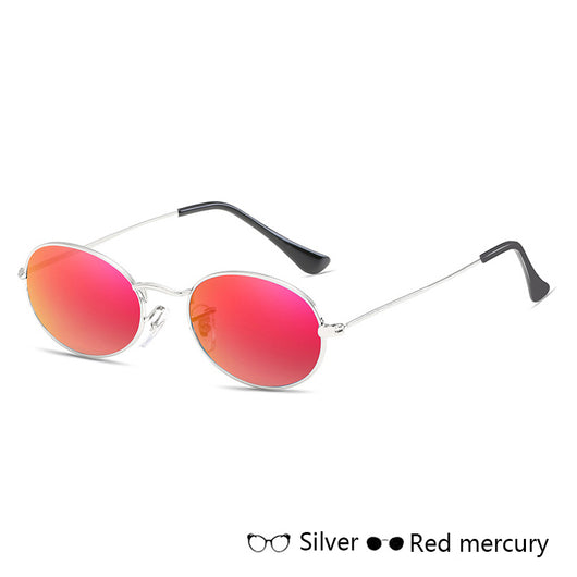 Gold-framed oval sunglasses with black mirror lenses and black temple tips, shown at an angle. - Image 8
