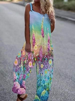 Jumpsuit Ancho Estampado con Bolsillos Laterales para Mujer - Image 3