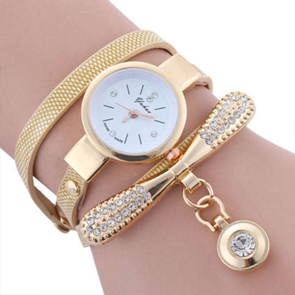Reloj de Pulsera de Cuarzo Circular para Mujer con Correa de Cuero