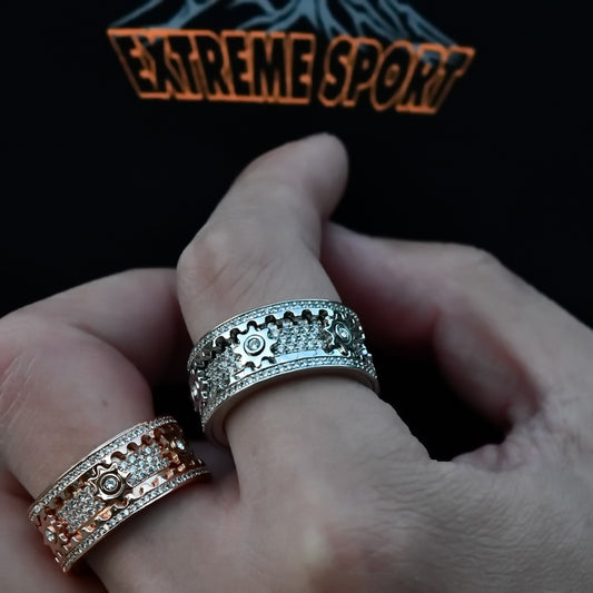 Anillo Titanio Acero Mecánico Full Diamond Diseño Personalidad
