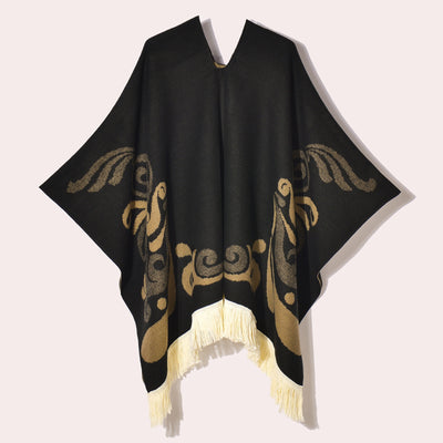 Poncho Denim Estilo Western con Flecos - Abrigo Cálido Unisex para Exteriores - Image 92