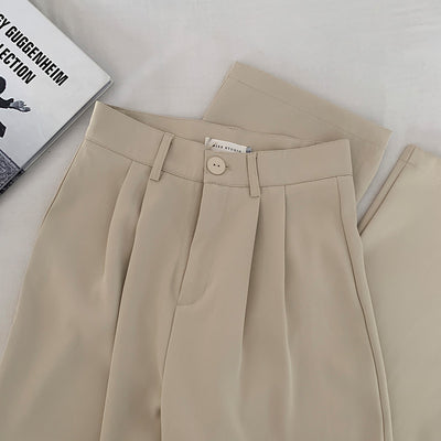 Pantalón Ancho Cintura Alta Beige Verano Casual Holgado - Image 2