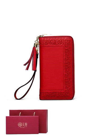 Billetera Étnica de Cuero con Estampado y Cierre para Mujer - Image 27