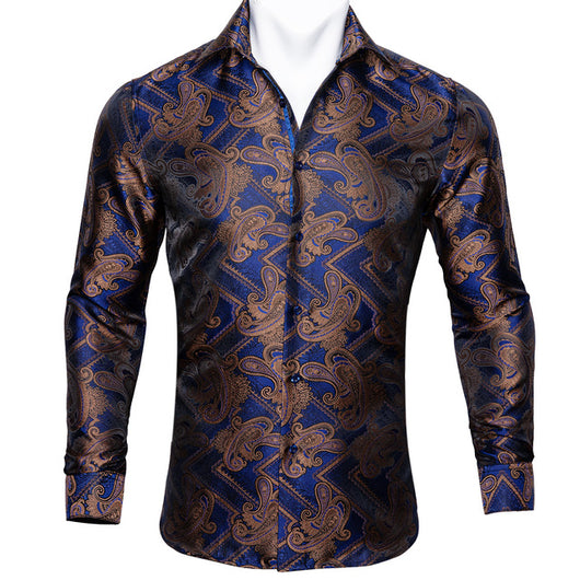 Camisa de Seda Estampado Paisley Azul Verdoso - Diseño Floral Sofisticado para Hombre - Image 26