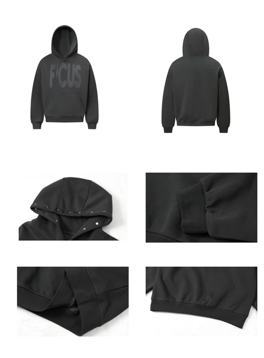 Sudadera Corta con Capucha y Letras de Cristales para Parejas - Image 9